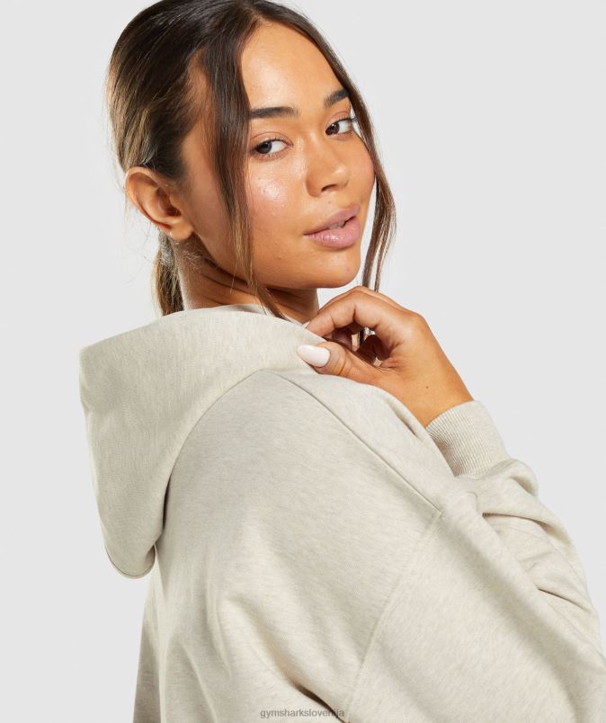 pulover s kapuco za dan počitka ženskeGymshark bež lapor J00L2411