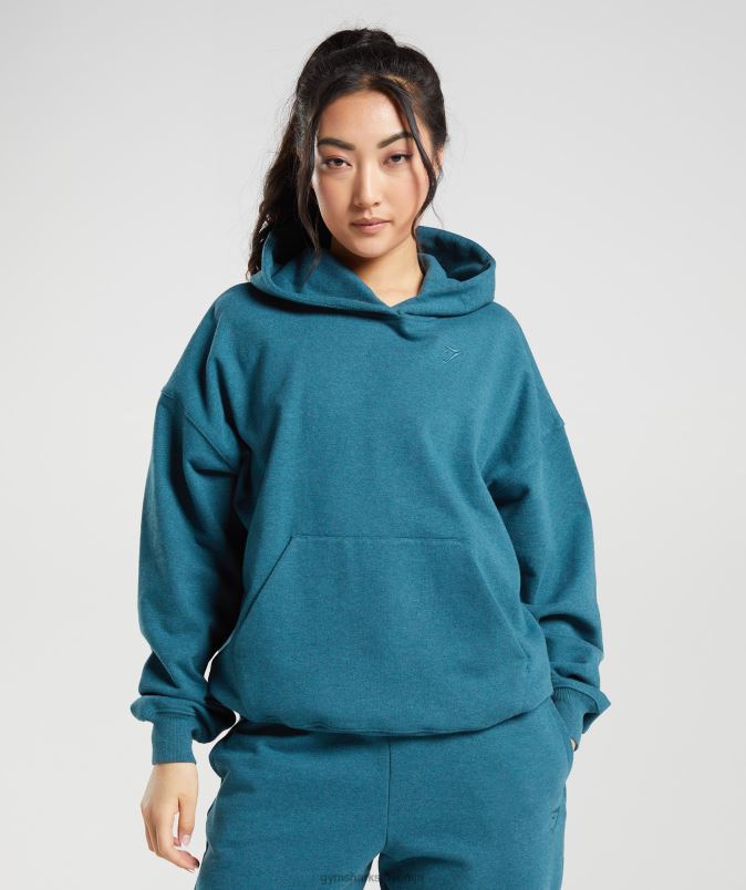 pulover s kapuco za dan počitka ženskeGymshark jekleno modri lapor J00L2385