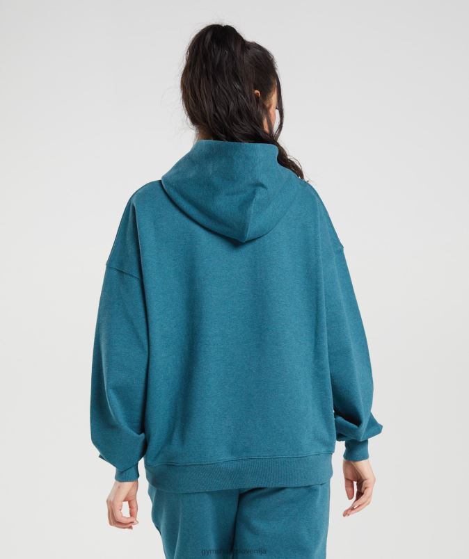 pulover s kapuco za dan počitka ženskeGymshark jekleno modri lapor J00L2385