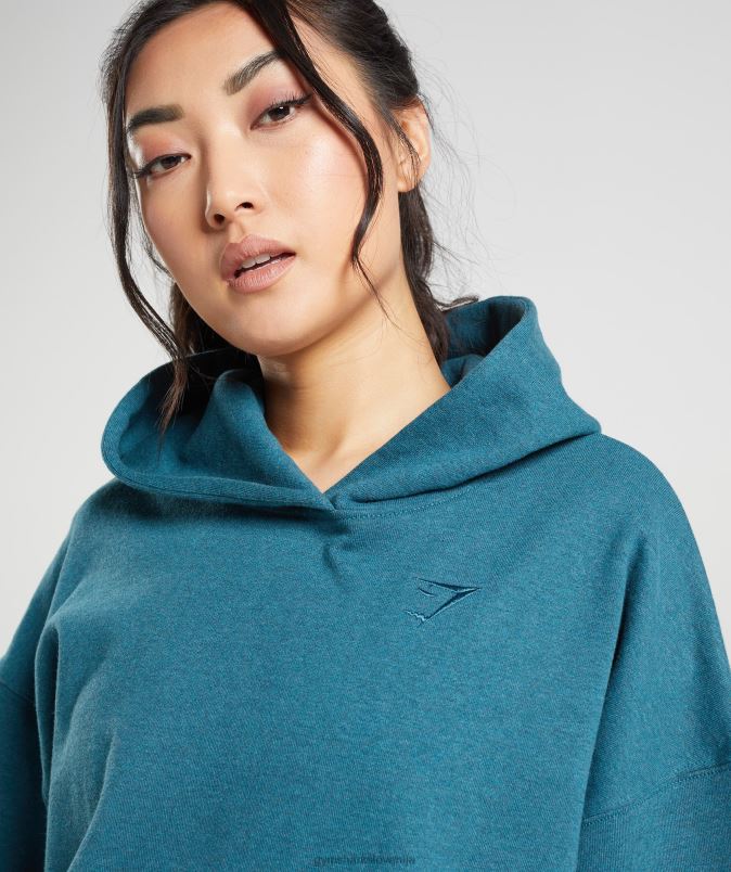 pulover s kapuco za dan počitka ženskeGymshark jekleno modri lapor J00L2385