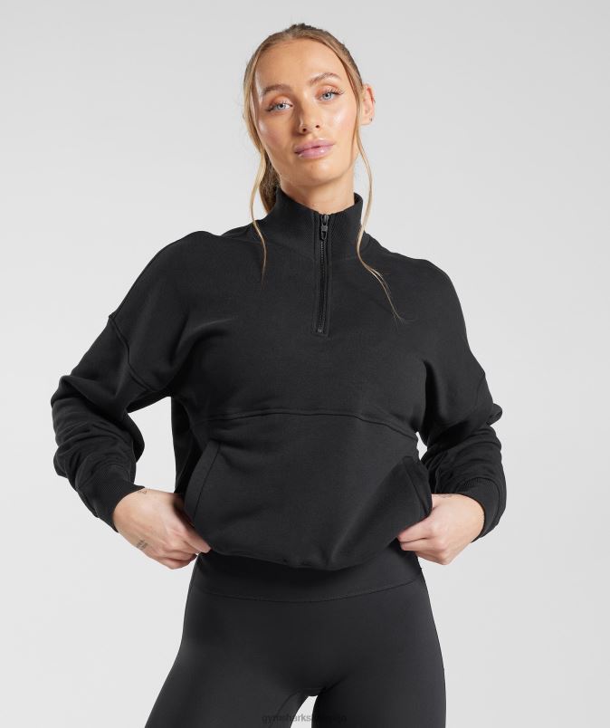pulover z zadrgo legacy 1/4 ženskeGymshark Črna J00L2412
