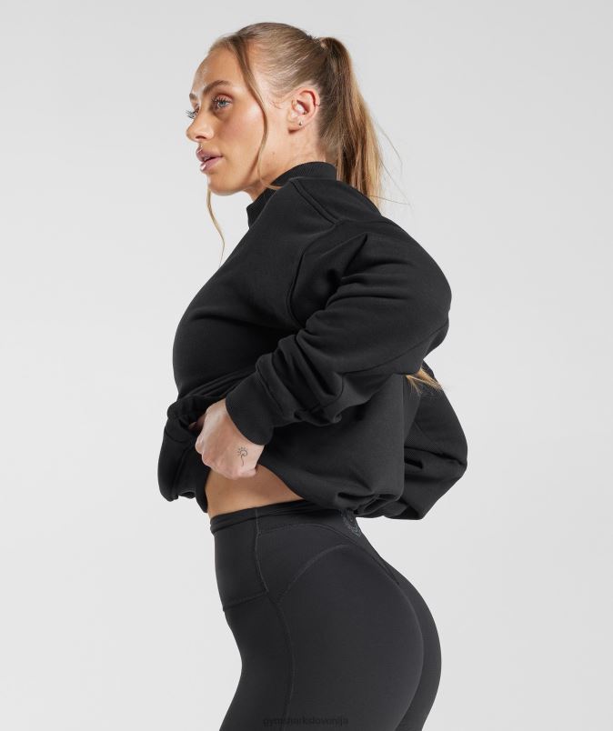 pulover z zadrgo legacy 1/4 ženskeGymshark Črna J00L2412