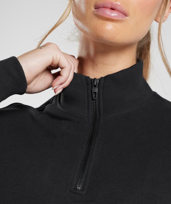pulover z zadrgo legacy 1/4 ženskeGymshark Črna J00L2412