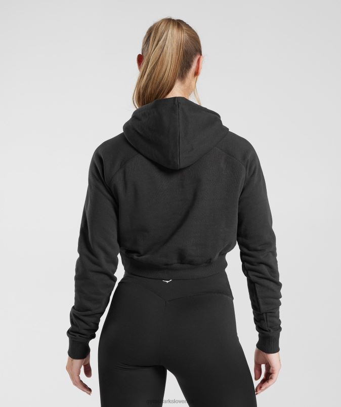 skrajšan pulover s kapuco za trening ženskeGymshark Črna J00L2372