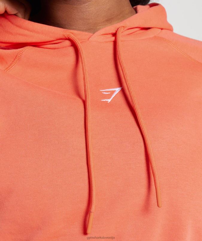 skrajšan pulover s kapuco za trening ženskeGymshark vesoljska oranžna J00L2406