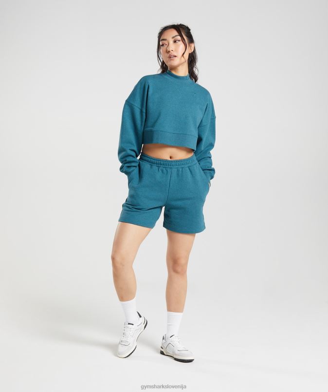 skrajšan pulover za dan počitka ženskeGymshark jekleno modri lapor J00L2365
