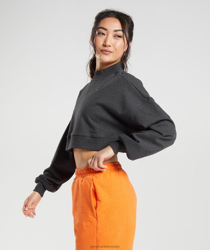 skrajšan pulover za dan počitka ženskeGymshark črni jedrni lapor J00L2364