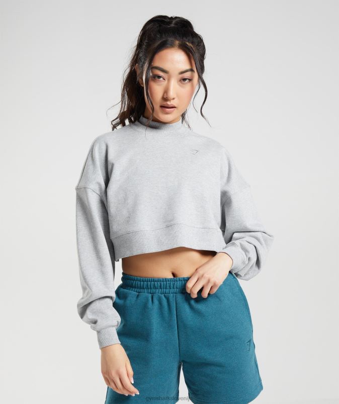 skrajšan pulover za dan počitka ženskeGymshark svetlo sivi jedrni lapor J00L2370