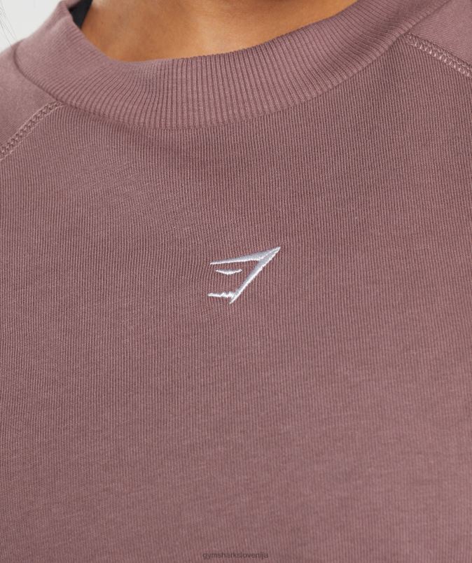 skrajšan pulover za trening ženskeGymshark prašno bordo J00L2395