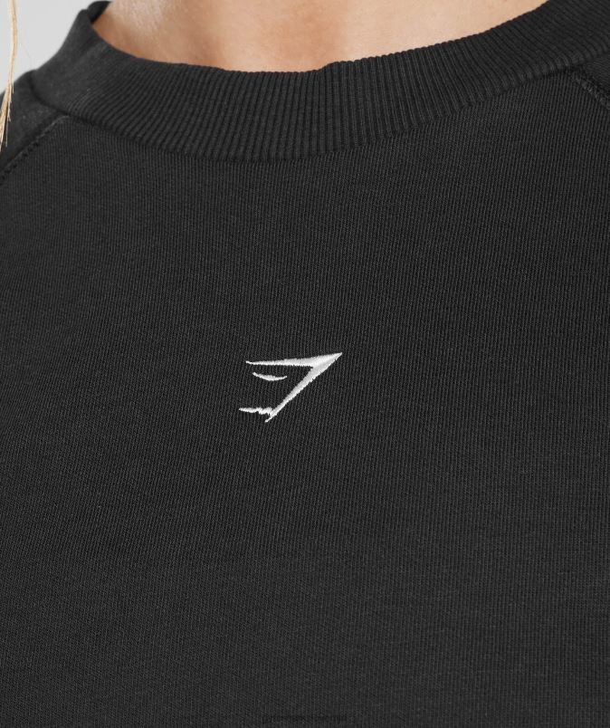 skrajšan pulover za trening ženskeGymshark Črna J00L2351