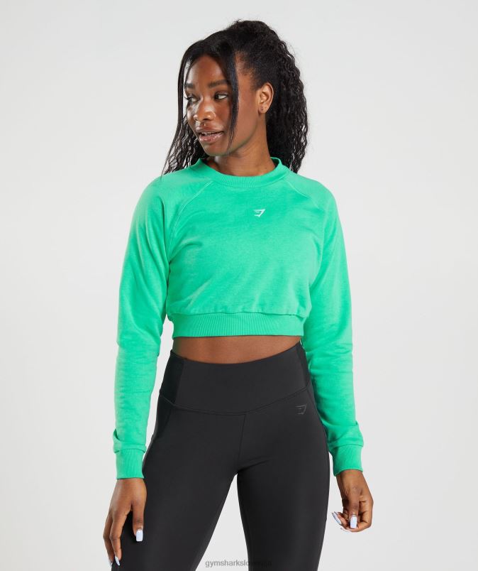 skrajšan pulover za trening ženskeGymshark tropsko zelena J00L2393