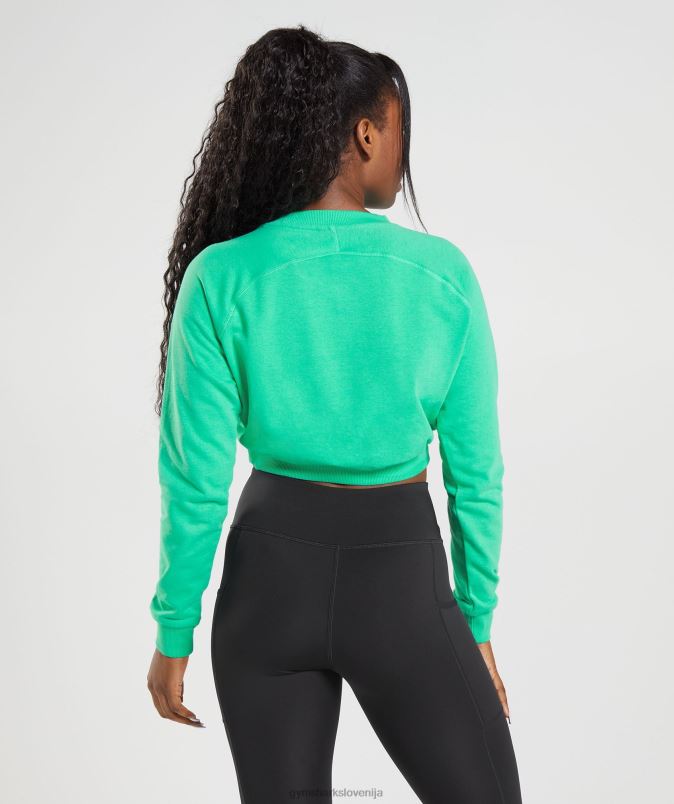 skrajšan pulover za trening ženskeGymshark tropsko zelena J00L2393