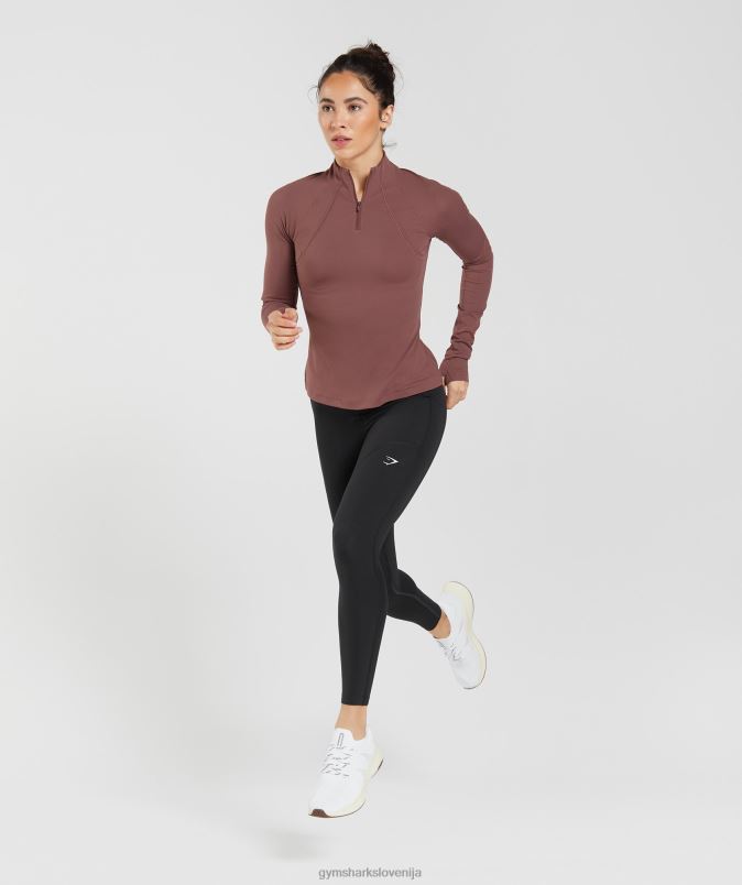 teče 1/4 zadrge ženskeGymshark magenta rjava J00L2359