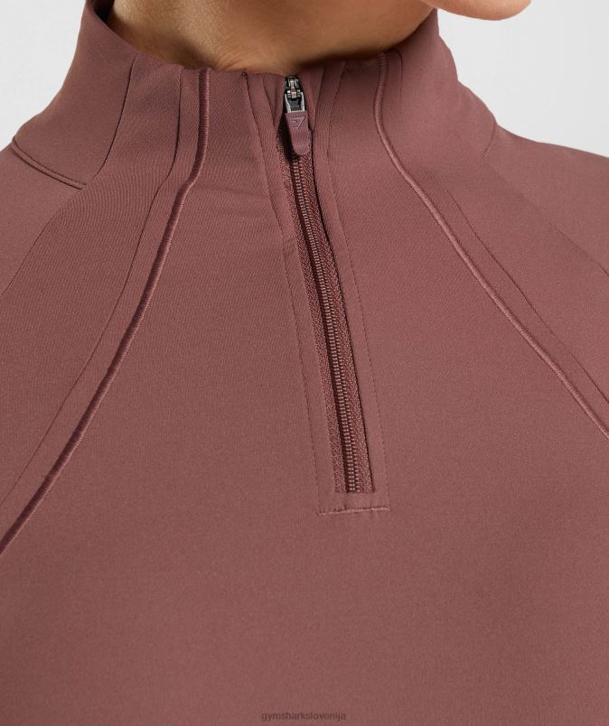 teče 1/4 zadrge ženskeGymshark magenta rjava J00L2359
