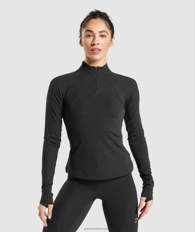 teče 1/4 zadrge ženskeGymshark Črna J00L2349