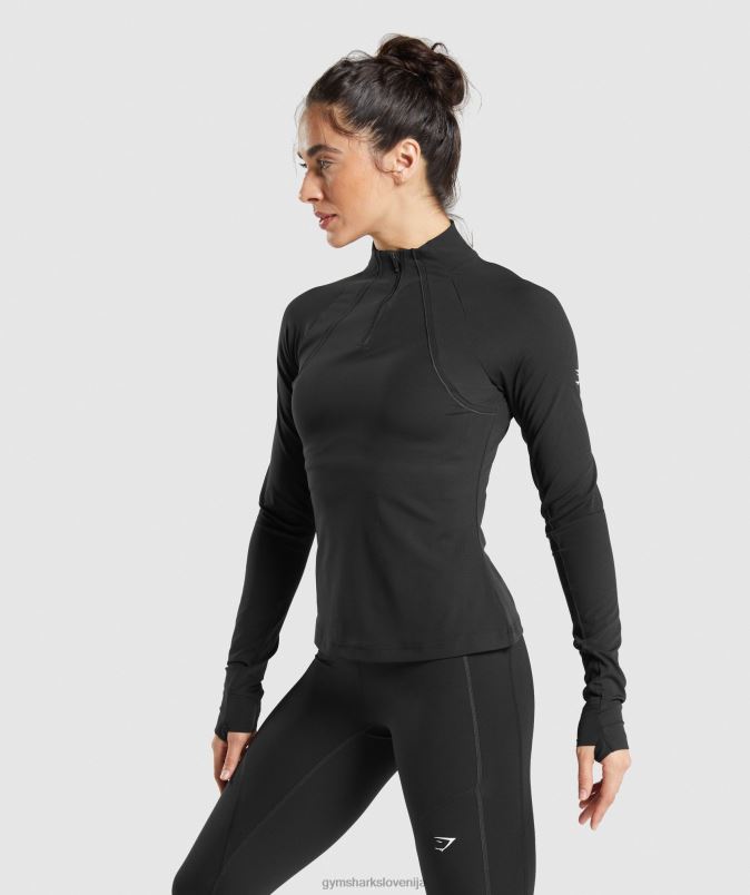 teče 1/4 zadrge ženskeGymshark Črna J00L2349