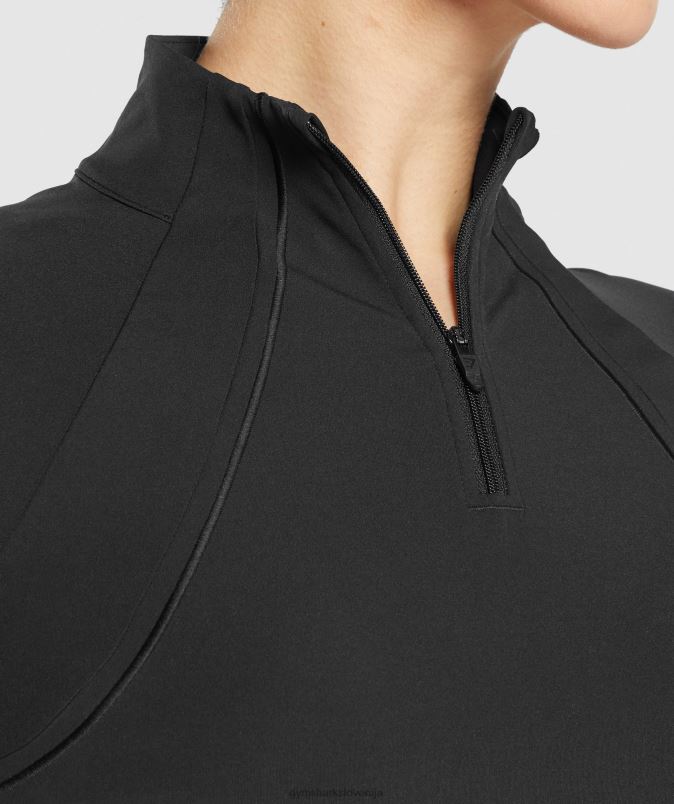 teče 1/4 zadrge ženskeGymshark Črna J00L2349