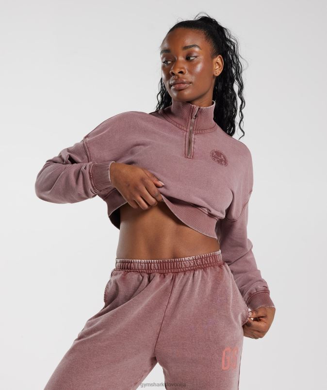 univerzitetna 1/4 zadrga ženskeGymshark prašno bordo J00L2376