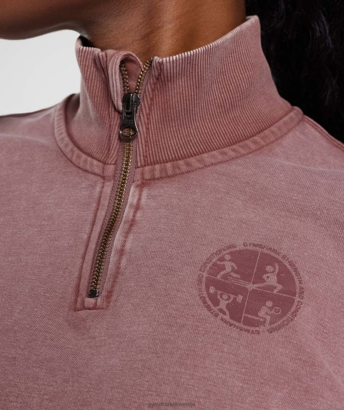 univerzitetna 1/4 zadrga ženskeGymshark prašno bordo J00L2376