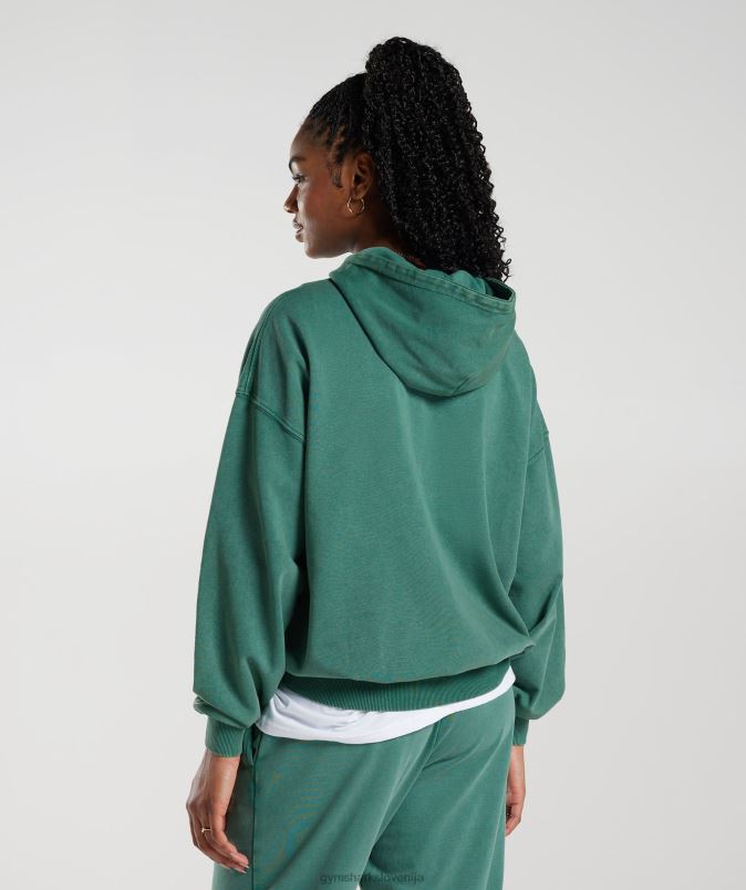 univerzitetni prevelik pulover s kapuco ženskeGymshark črnilo teal J00L2392
