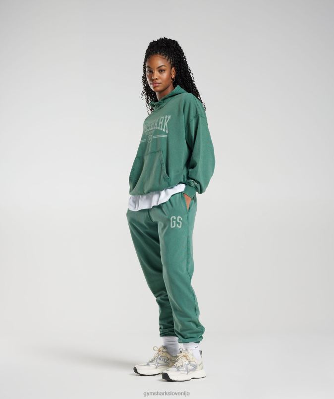 univerzitetni prevelik pulover s kapuco ženskeGymshark črnilo teal J00L2392