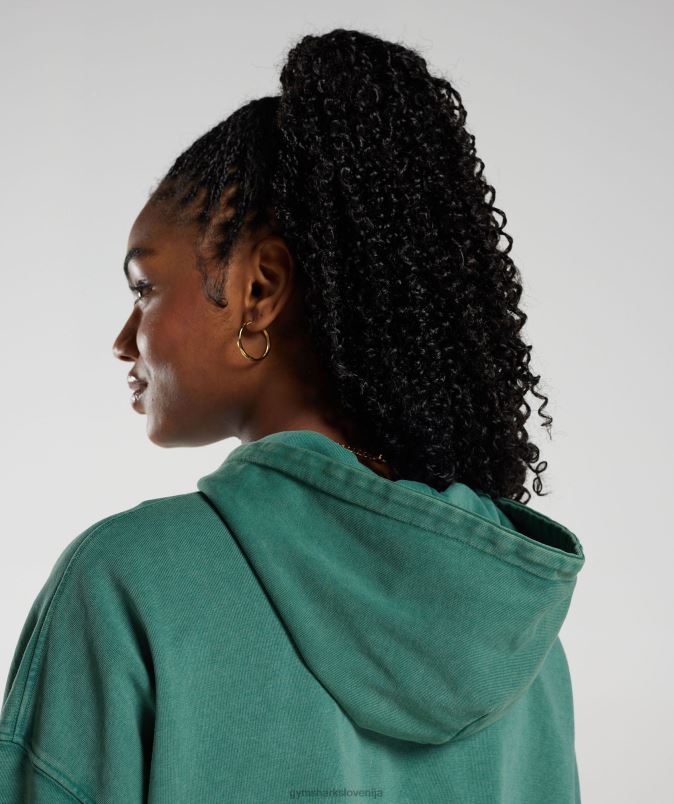 univerzitetni prevelik pulover s kapuco ženskeGymshark črnilo teal J00L2392