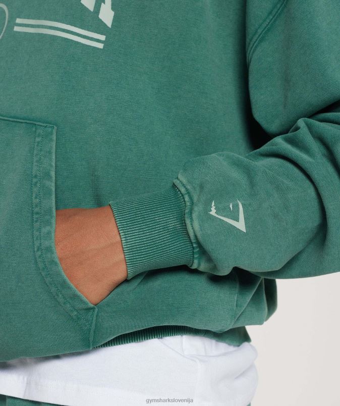 univerzitetni prevelik pulover s kapuco ženskeGymshark črnilo teal J00L2392