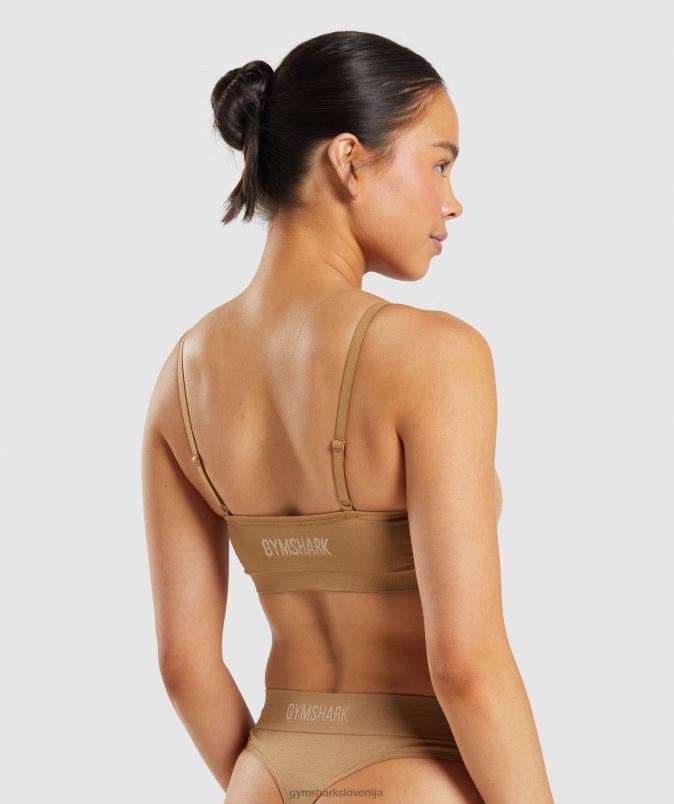 Brezšivna majica z okroglim izrezom ženskeGymshark zlato svetlo rjava J00L2508