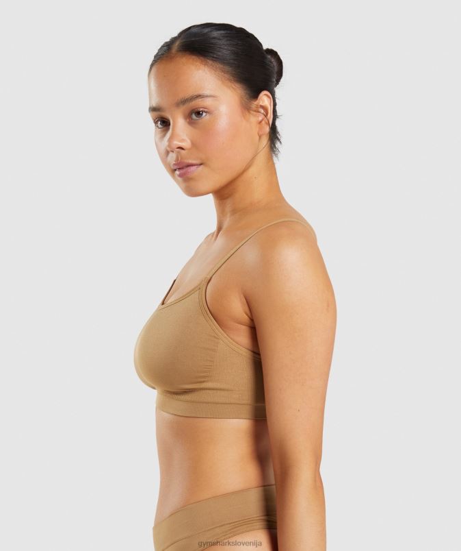 Brezšivna majica z okroglim izrezom ženskeGymshark zlato svetlo rjava J00L2508