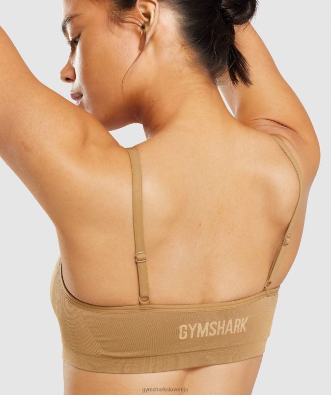 Brezšivna majica z okroglim izrezom ženskeGymshark zlato svetlo rjava J00L2508