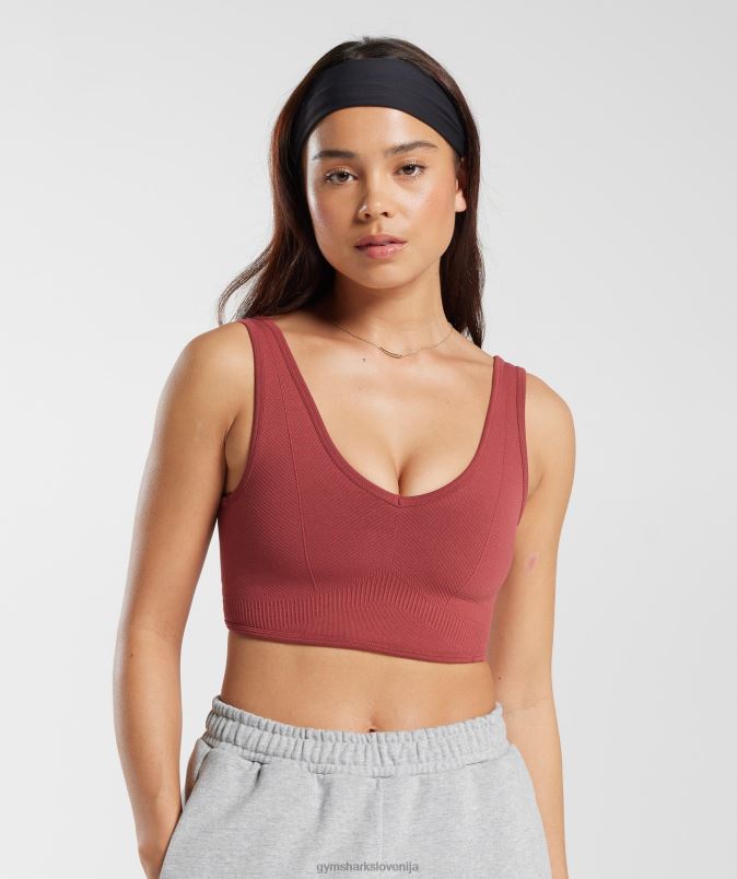 brezšivna majica za počitek ženskeGymshark granatno rdeče J00L2171