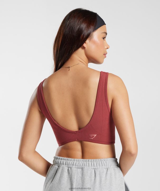 brezšivna majica za počitek ženskeGymshark granatno rdeče J00L2171