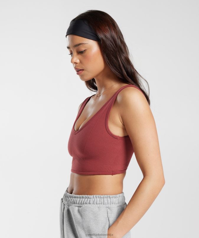 brezšivna majica za počitek ženskeGymshark granatno rdeče J00L2171