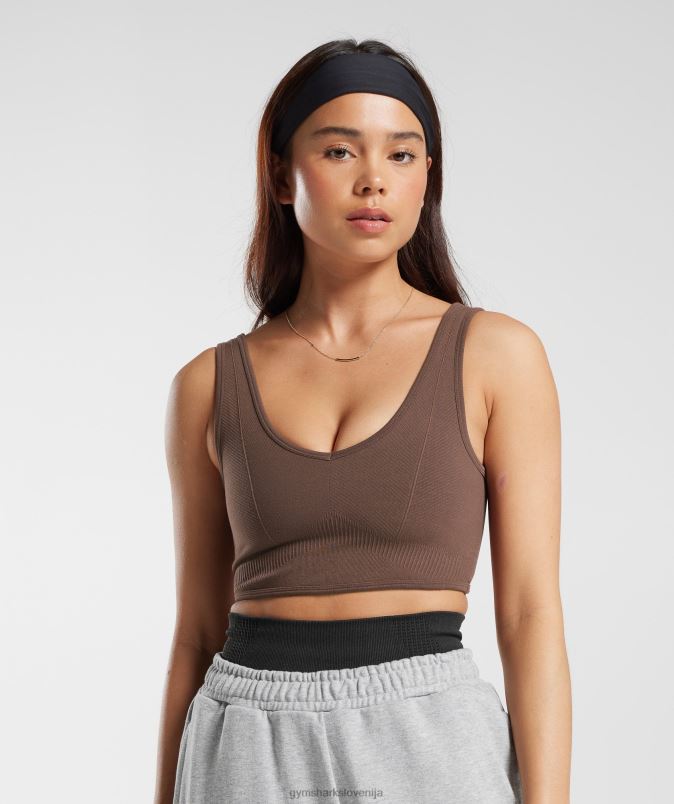 brezšivna majica za počitek ženskeGymshark hrast rjava J00L2177