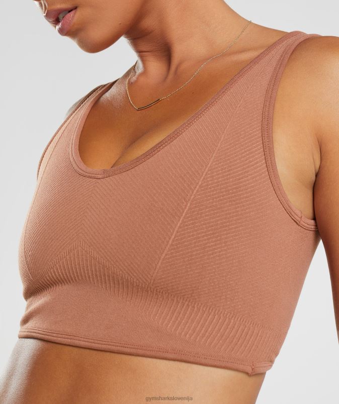 brezšivna majica za počitek ženskeGymshark kavno rjava J00L2175