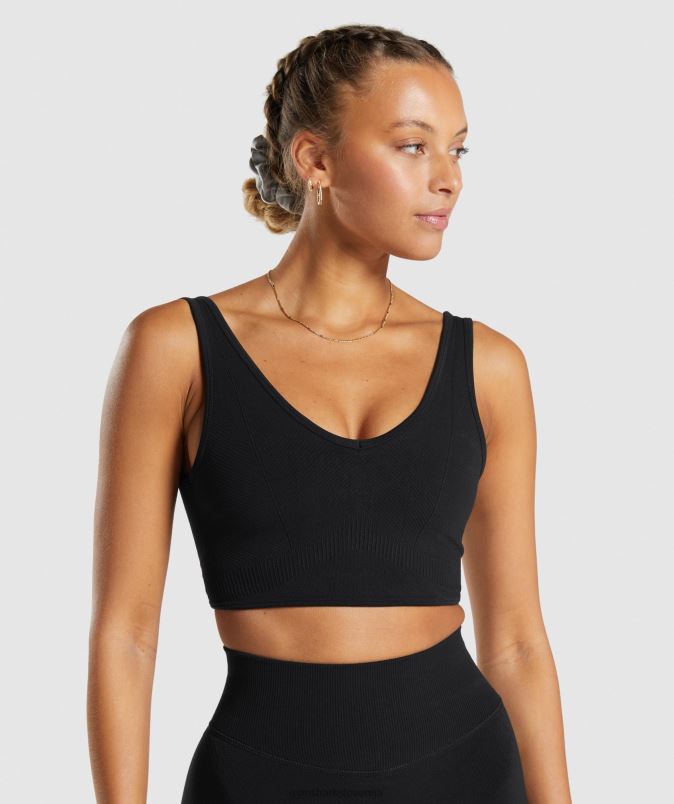 brezšivna majica za počitek ženskeGymshark Črna J00L2120