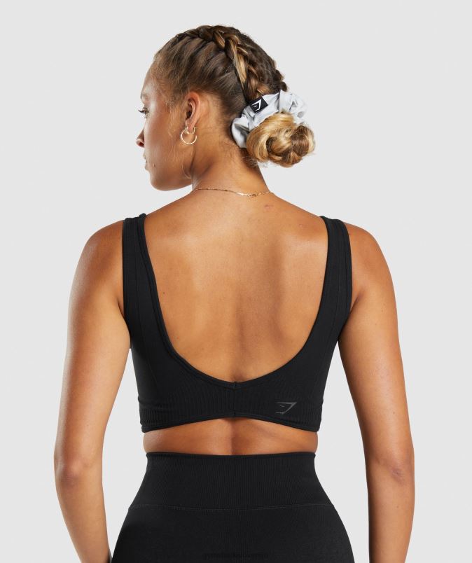 brezšivna majica za počitek ženskeGymshark Črna J00L2120