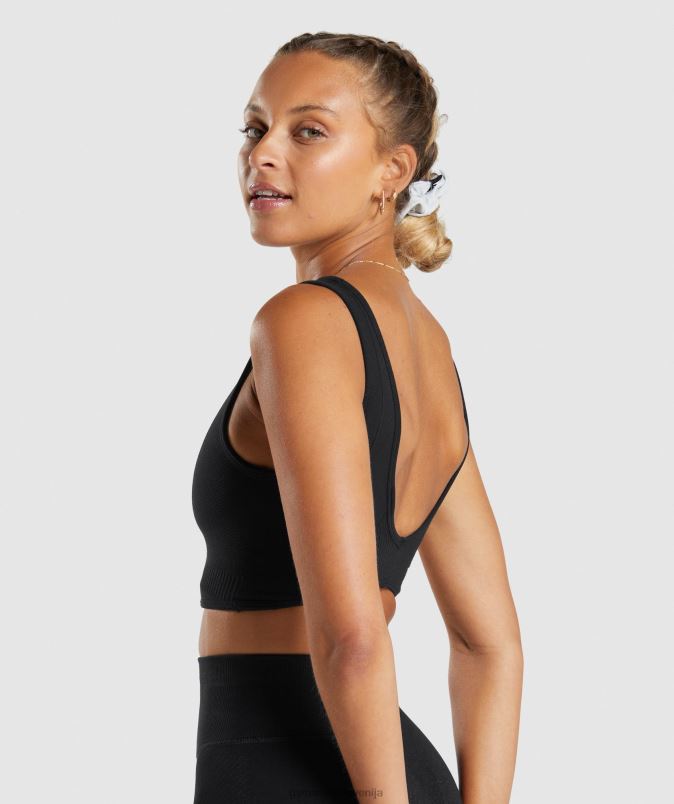 brezšivna majica za počitek ženskeGymshark Črna J00L2120