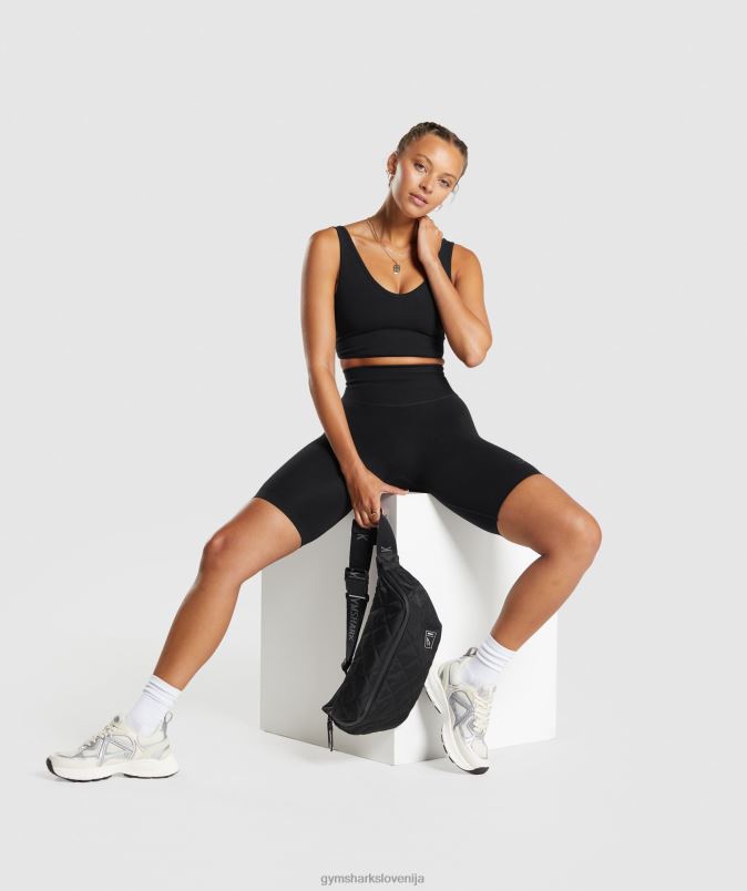 brezšivna majica za počitek ženskeGymshark Črna J00L2120