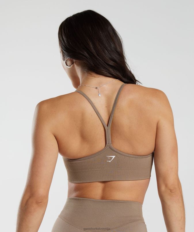 brezšivni športni nedrček ženskeGymshark fosilno rjava J00L2122