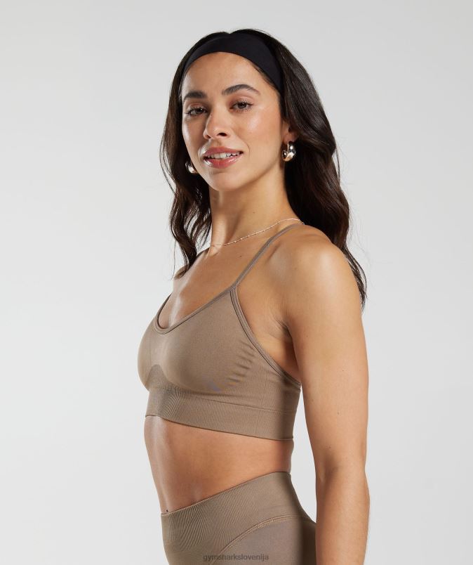 brezšivni športni nedrček ženskeGymshark fosilno rjava J00L2122