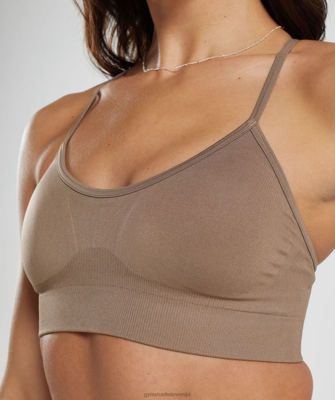 brezšivni športni nedrček ženskeGymshark fosilno rjava J00L2122