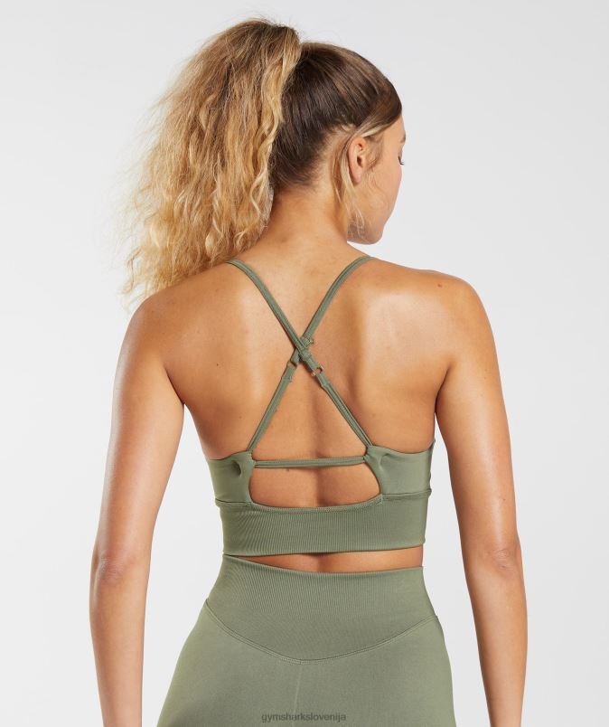 brezšivni športni nedrček s parangalom ženskeGymshark prašna oliva J00L2121