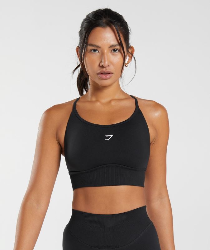 brezšivni športni nedrček s parangalom ženskeGymshark Črna J00L2113