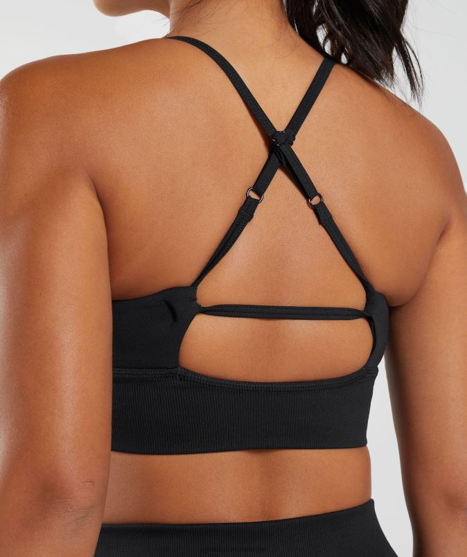 brezšivni športni nedrček s parangalom ženskeGymshark Črna J00L2113