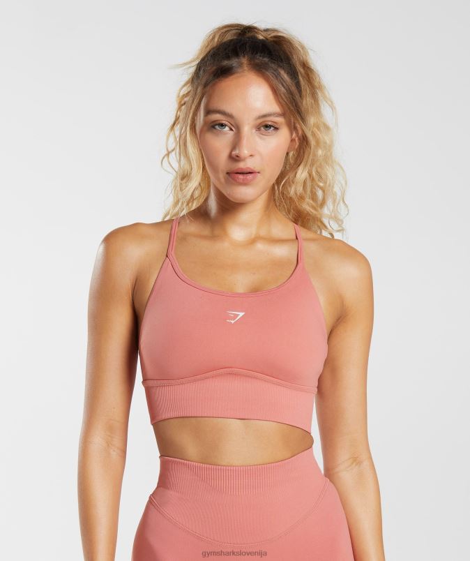 brezšivni športni nedrček s parangalom ženskeGymshark terakota roza J00L2132
