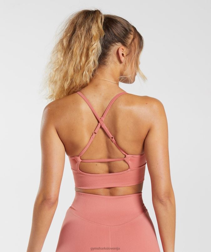 brezšivni športni nedrček s parangalom ženskeGymshark terakota roza J00L2132