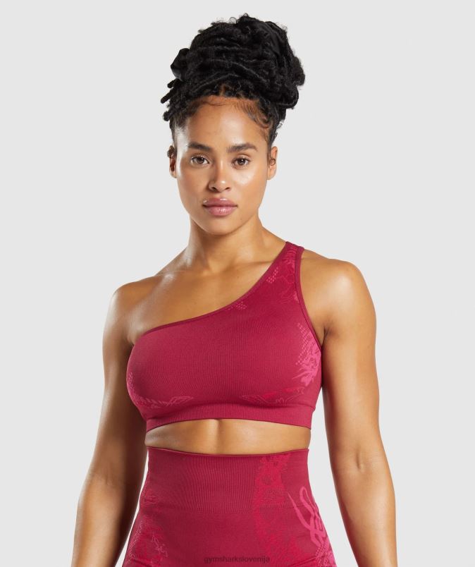 brezšivni športni nedrček wtflex na eno ramo ženskeGymshark ribez roza/fluo fuksija/magenta roza J00L2213
