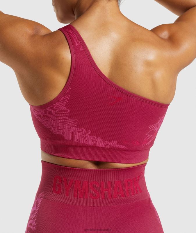 brezšivni športni nedrček wtflex na eno ramo ženskeGymshark ribez roza/fluo fuksija/magenta roza J00L2213