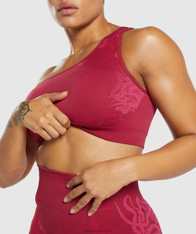 brezšivni športni nedrček wtflex na eno ramo ženskeGymshark ribez roza/fluo fuksija/magenta roza J00L2213